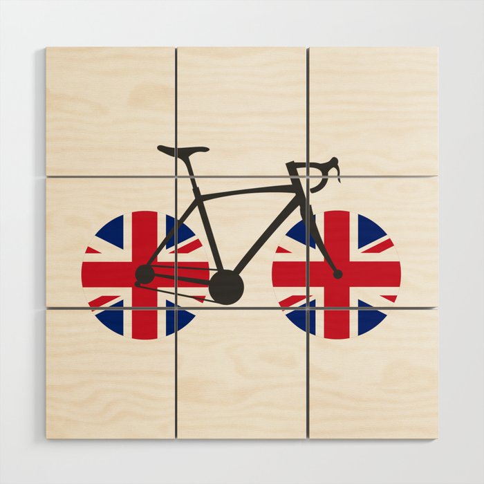 British Flag Cycling Wood Wall Art