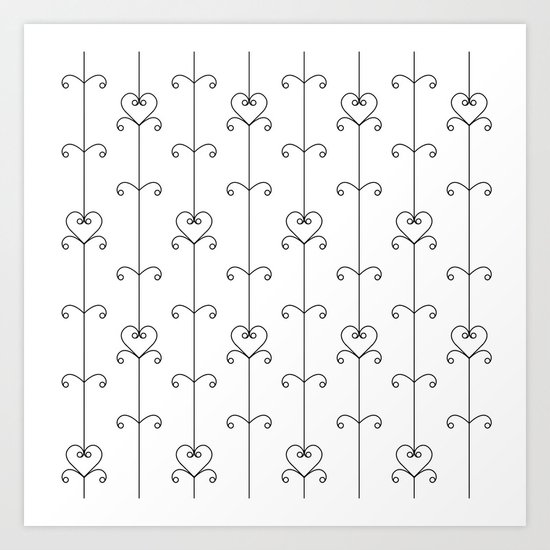 Black & White Hearts Art Print