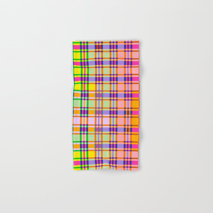 Multi colored gradation neon plaid pattern Hand & Bath Towel