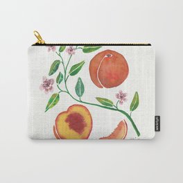 Peaches & Blooms Carry-All Pouch | Peachblossoms, Juicypeach, Illustration, Botanicals, Painting, Watercolor, Peaches, Fruit 