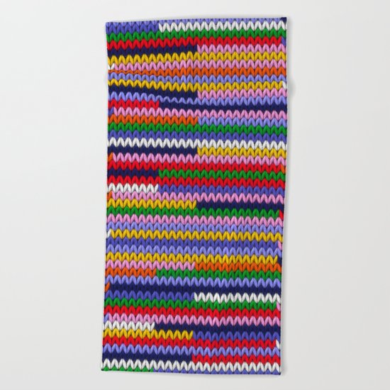 Knitted random lines Beach Towel