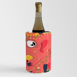 colorful Indian elephant and mouse Wine Chiller