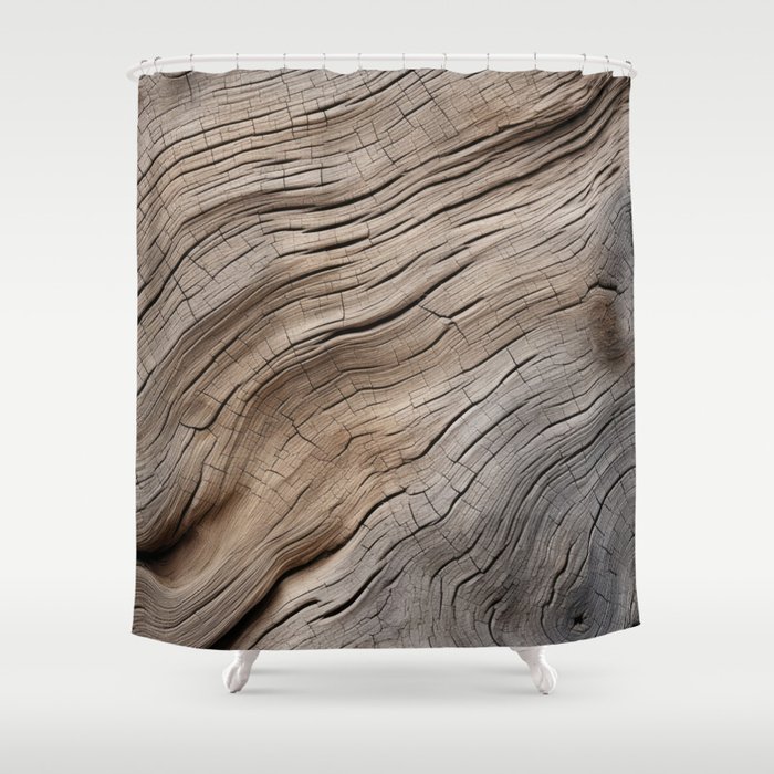 Natural Tree Waves Wood Texture Shower Curtain
