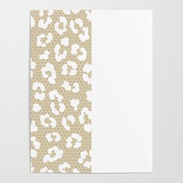 White Leopard Print Lace Vertical Split on Vintage Beige Poster