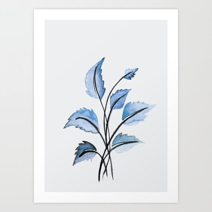 Blue leaves Art Print