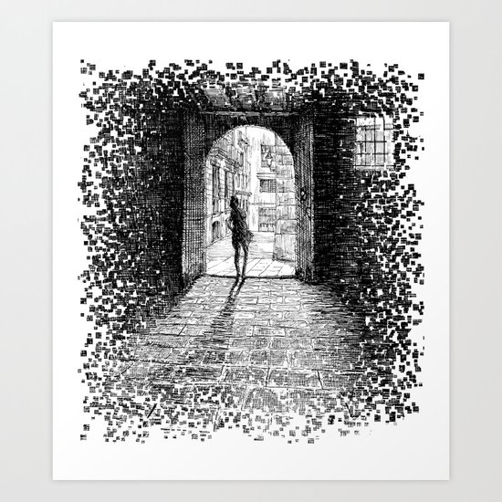 Light - Black ink Art Print