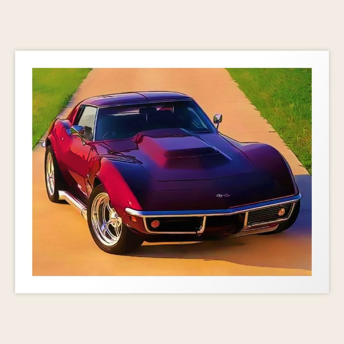 1969 427 Stingray Vette Big Block in Candy Apple Red Art Print by