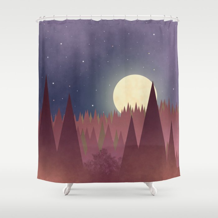 Moon in Forest Shower Curtain