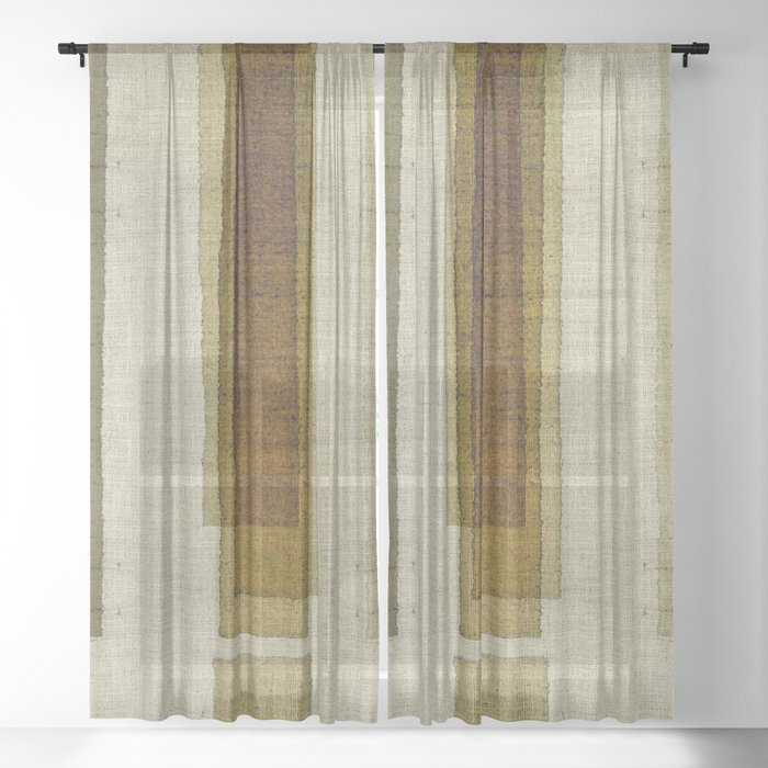 Burlap Texture Greenery Columns Sheer Curtain By Marcanton Society6