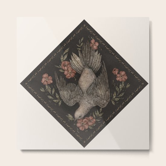 Dove and Flowers Metal Print