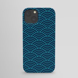 Japanese Seigaiha Blue Sea and Waves iPhone Case