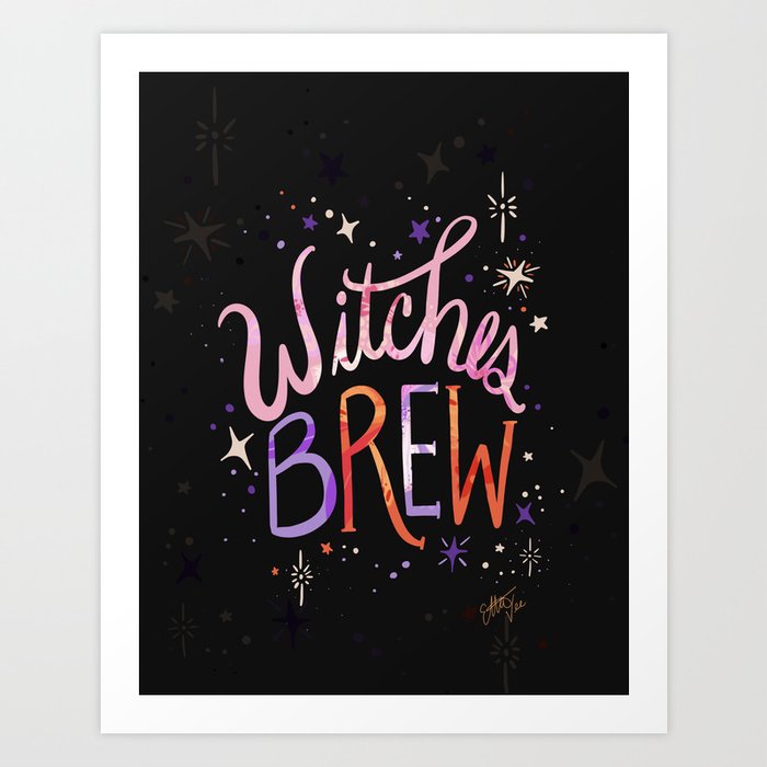 EttaVee Witches Brew Black Art Print