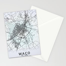 Waco, TX, USA, White, City, Map Stationery Card