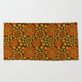 Crazy Daisy Brown and green Beach Towel