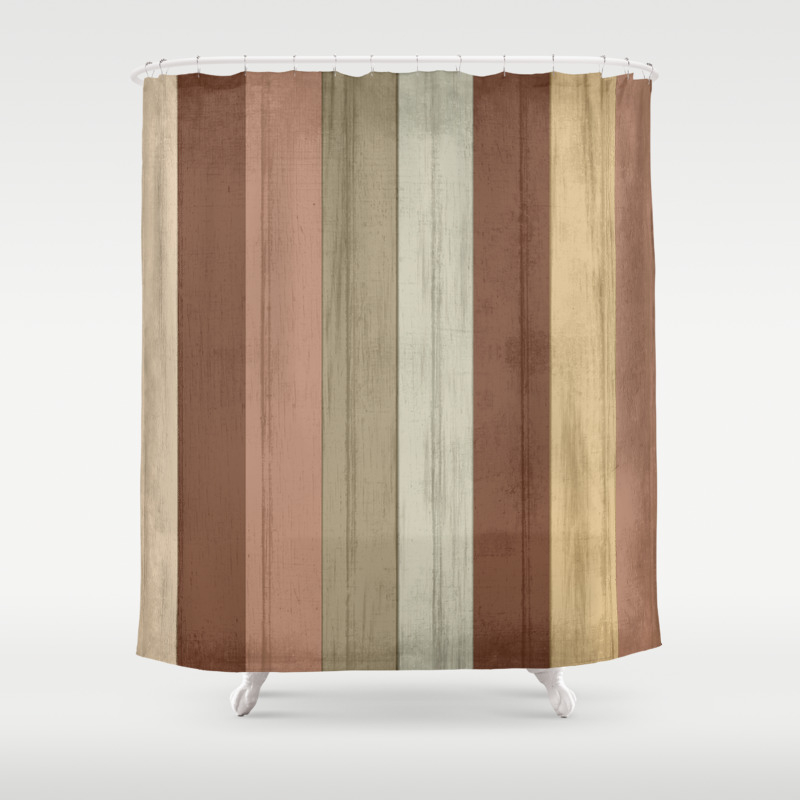 Earth Tone Stripe Wood Pattern Shower Curtain By Donnasiegrist