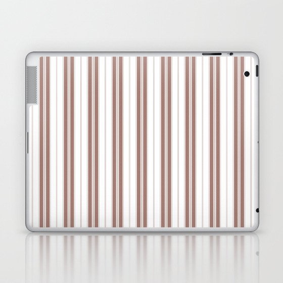 Branch Brown and White Vertical Vintage American Country Cabin Ticking Stripe Laptop & iPad Skin