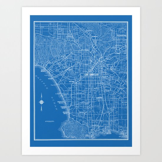 Los Angeles Street Map Art Print