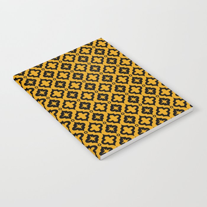 Mustard and Black Ornamental Arabic Pattern Notebook