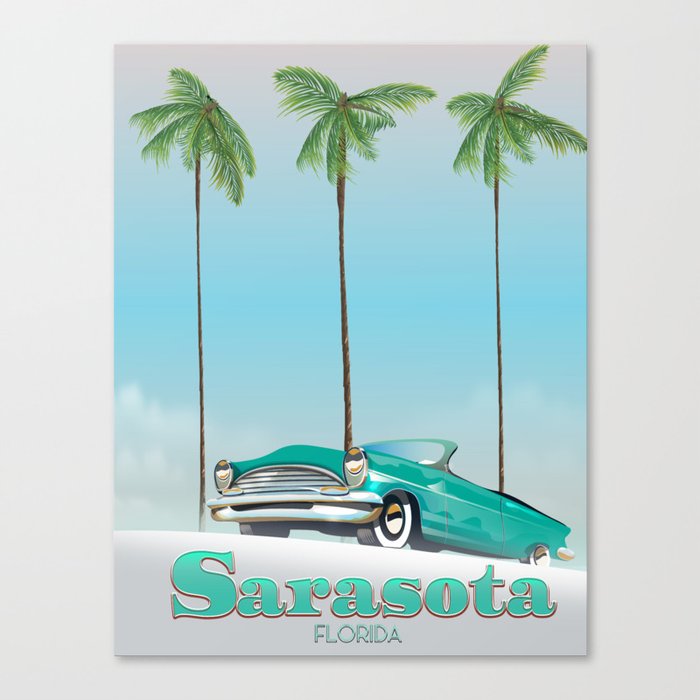 Sarasota Florida vintage style travel poster Canvas Print