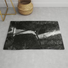 Murhut Falls Waterfall in Black and White (Washington) Area & Throw Rug