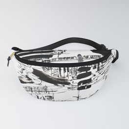 Architecture Sketchbook_13_ DK_B_W (5) Fanny Pack | Digital, Acrylic, Pattern, Typography, Graphite, Colored Pencil, Illustration, Stencil, Black And White, Street Art 