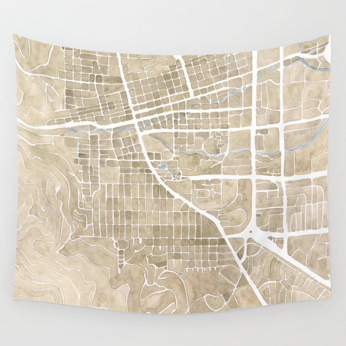Boulder Colorado Watercolor Map Wall Tapestry by Anne E. McGraw  Society6