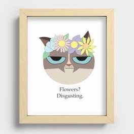 Grumpy Flower Crown Cat Recessed Framed Print
