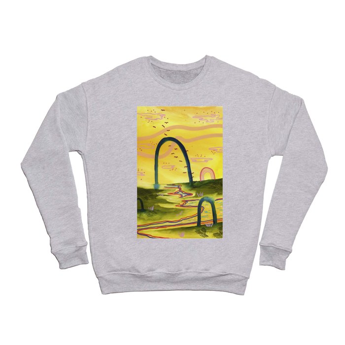 Yellow Fantasy Landscape Crewneck Sweatshirt