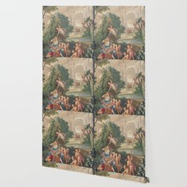 Antique 17th Century Romantic French Mythological Tapestry Wallpaper
