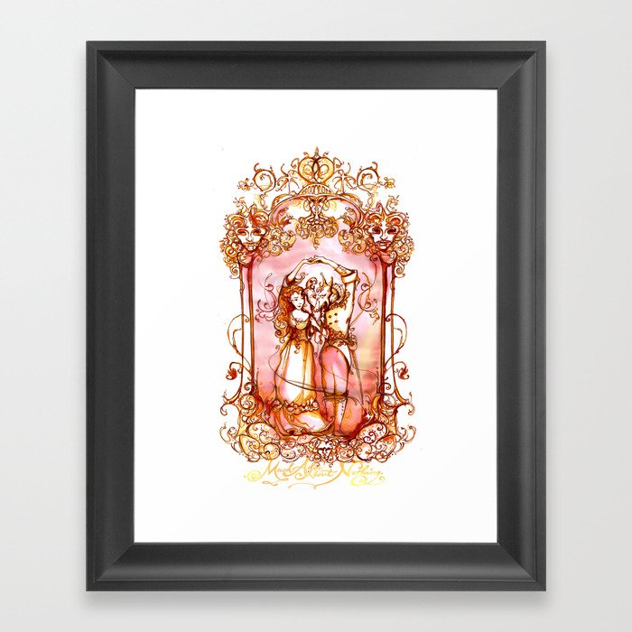 Much Ado About Nothing - Masquerade Ball Dancers - Shakespeare Illustration Art Framed Art Print