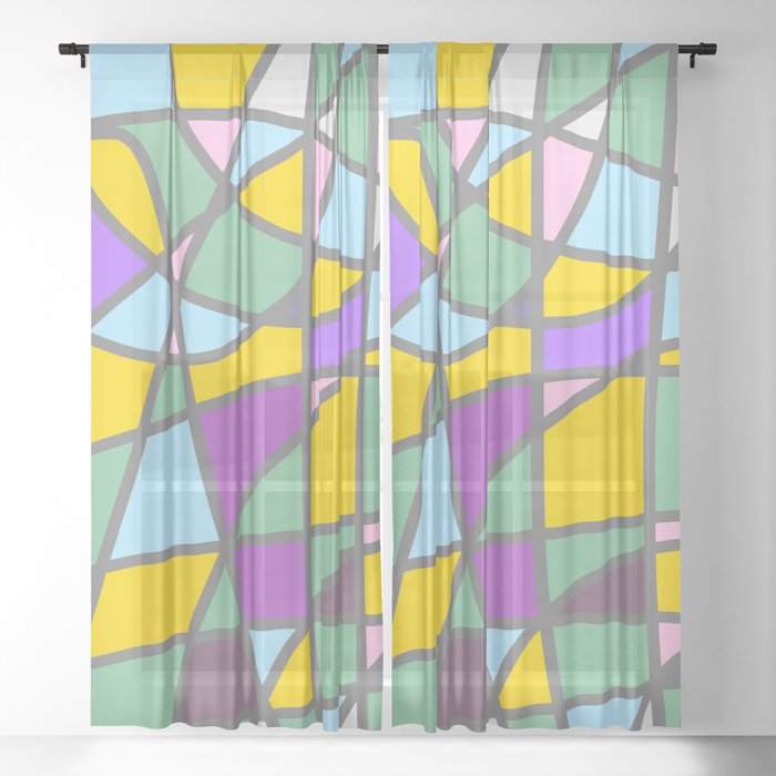 Stain Glass Abstract Meditation Easter Painting Sheer Curtain By