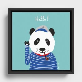 Mr. Panda Seaman Framed Canvas