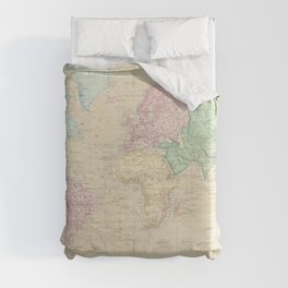 Vintage Map of The World (1862) Duvet Cover