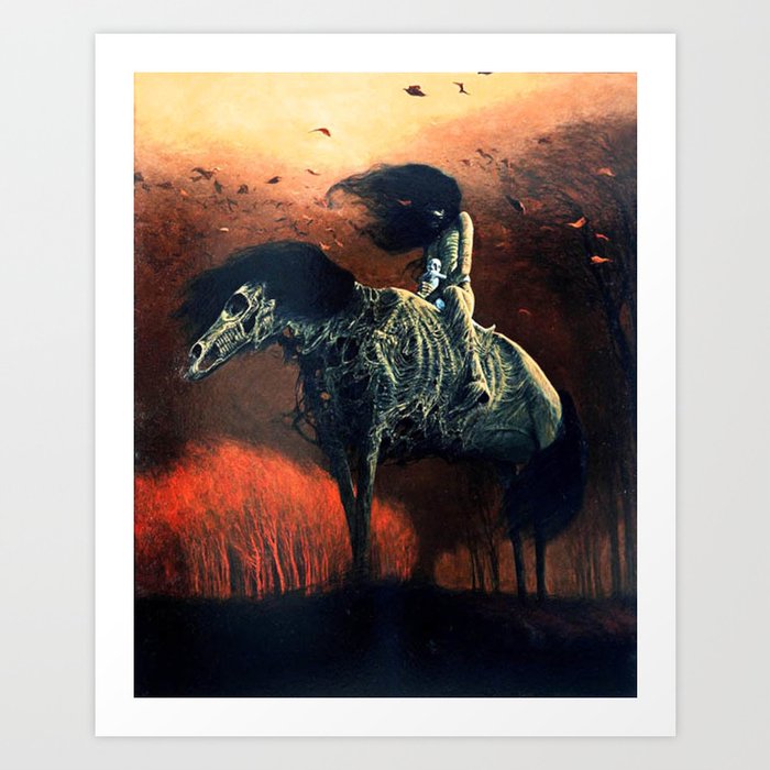 Untitled (Horse Rider), by Zdzisław Beksiński Art Print