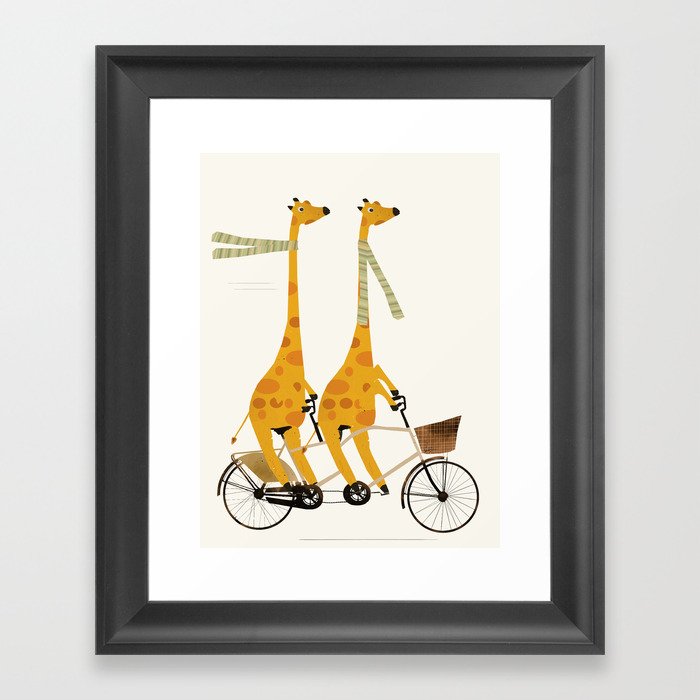 lets tandem giraffes Framed Art Print