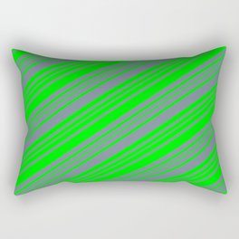 [ Thumbnail: Lime and Slate Gray Colored Stripes/Lines Pattern Rectangular Pillow ]
