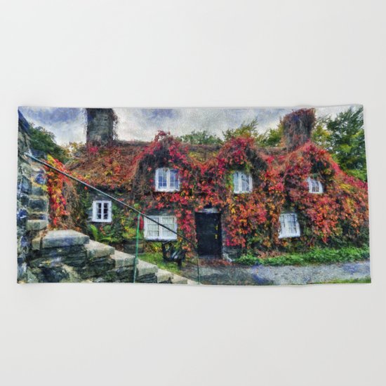 Autumn Cottage Beach Towel