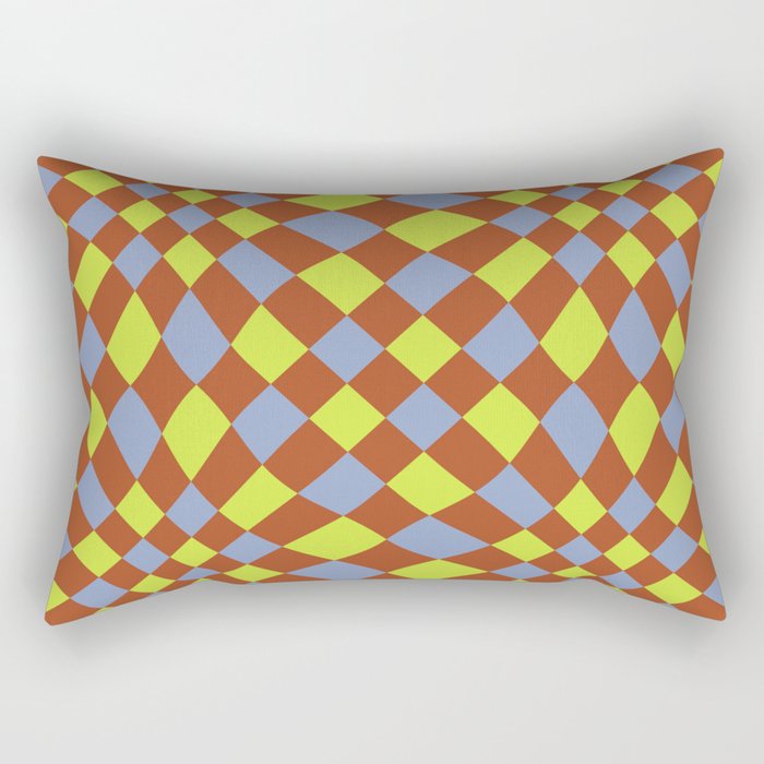 Distorted Tiles Pattern (Lime & Greyish Blue Color Palette) Rectangular Pillow