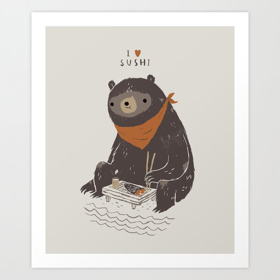 sushi bear Art Print