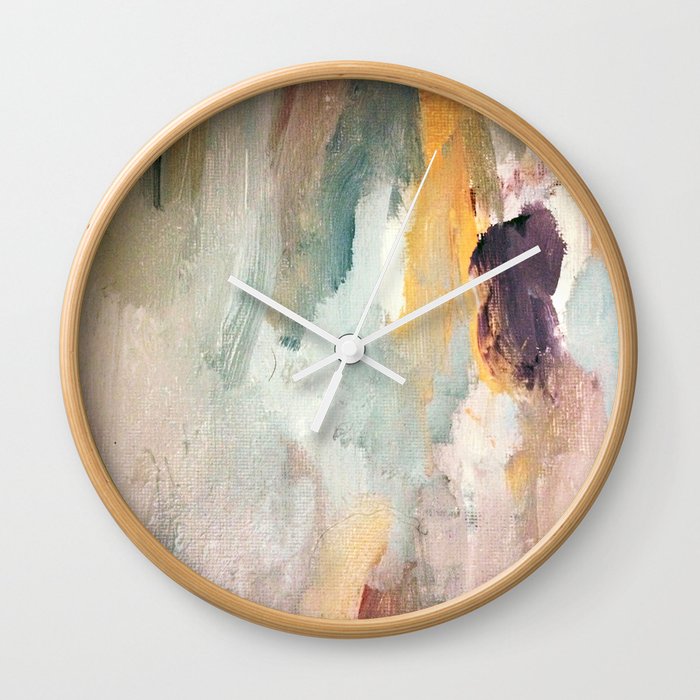 Gentle Beauty - an elegant acrylic piece in deep purple, red, gold, and white Wall Clock