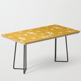 Mustard And White Silhouettes Of Vintage Nautical Pattern Coffee Table