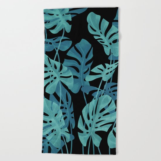 Graphic Monstera leaves. Beach Towel