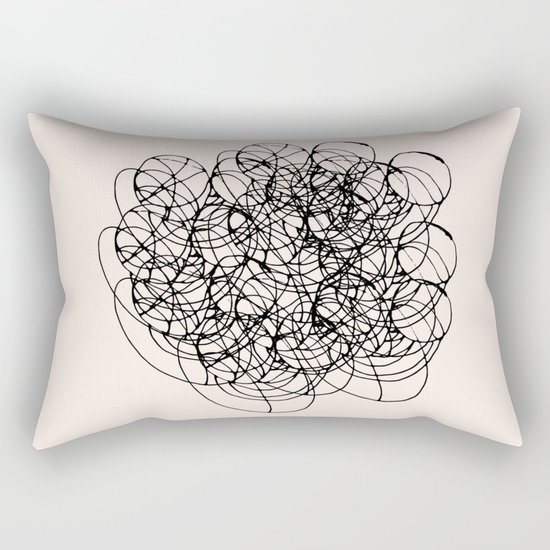 Black Circle Lines on Pink Rectangular Pillow