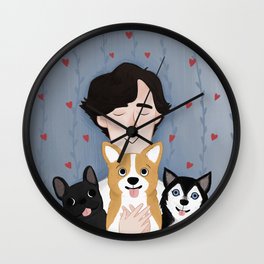 Sherlock Holmes loves pups Wall Clock