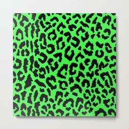 2000s leopard_black on lime green Metal Print | Lime, Retro, Limegreen, Leopard, Leopardprint, Bestselling, Pattern, 90S, Cheetahprint, Cheetah 