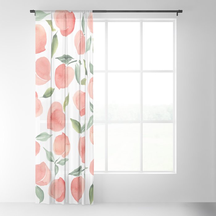 Peaches Sheer Curtain By Summer Sun, Peach Sheer Kitchen Curtains