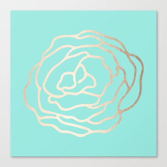 Flower in White Gold Sands on Tropical Sea Blue Canvas Print