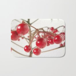 Scarlet Berry Bath Mat | Photo, Houseplant, Fruit, Coralberry, Plant, Evergreen, Closeup, Winter, White, Shrub 