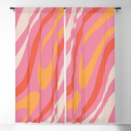 Wavy Loops Abstract Pattern Retro Pink and Orange Blackout Curtain