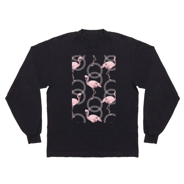 Mod Flamingos on Flamingo Pink Infinity Link Long Sleeve T Shirt